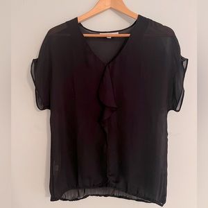Loft, black, sheer, short sleeved top (size S)